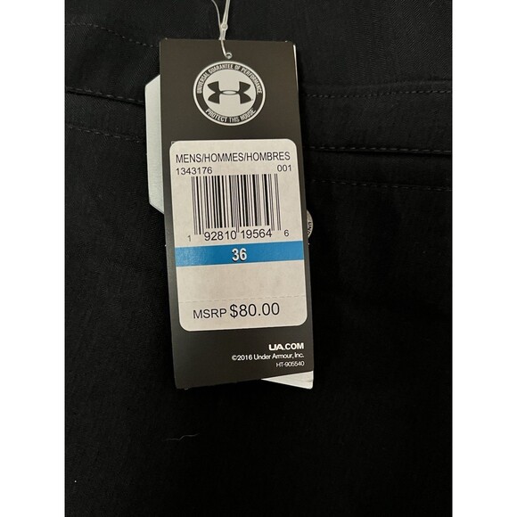 NWT Men’s Under Armour Straight Leg Black Pants Unhemmed Size 36 - Picture 5 of 7